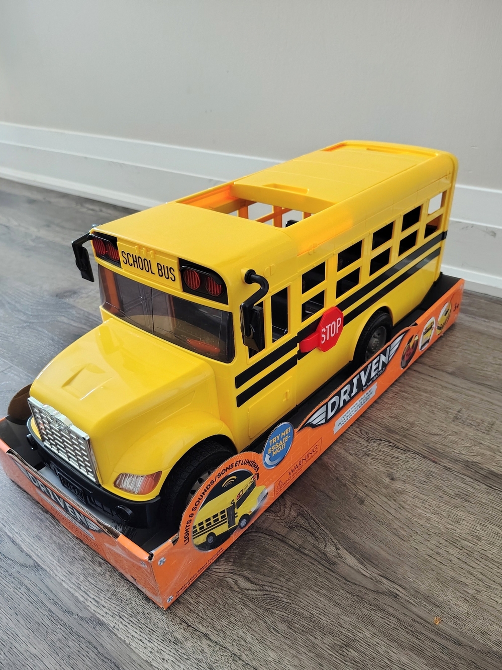 DRIVEN by Battat 20" Yellow School Bus Toys for Toddlers With Sounds,Lights